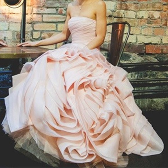 Vera Wang Blush Pink Wedding Gown Size 0 - Picture 3 of 16